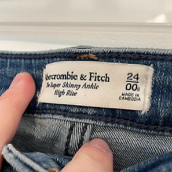 ABERCROMBIE FITCH A&F Super Skinny Ankle High Rise Jeans Ripped 24S 00S 00 SHORT - Picture 5 of 11
